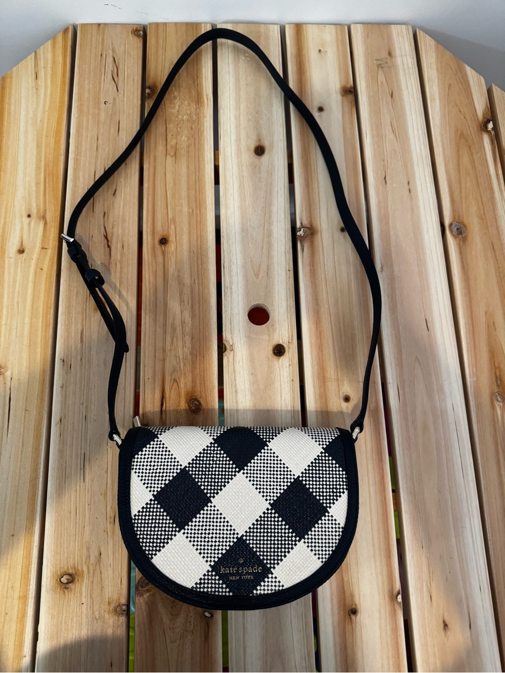 kate spade Navy & White Check Crossbody Bag